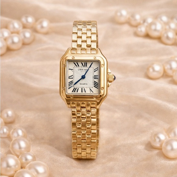 Anthropologie Accessories - Panthere Classic Rectangle Stainless Steel Gold Watch